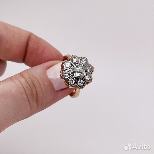 Золотое кольцо малинка с бриллиантами 0,46Ct