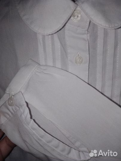 Блузка белая кофточка школа 116-122 отличное юбки