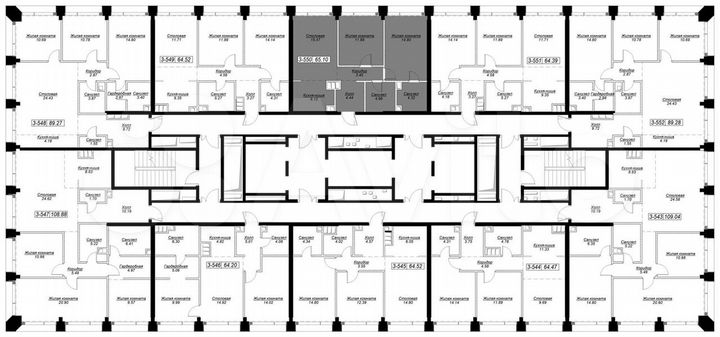 2-к. квартира, 65 м², 45/55 эт.