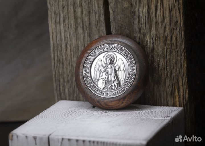 Спаси и сохрани иконка.Серебряная автомобильная ик