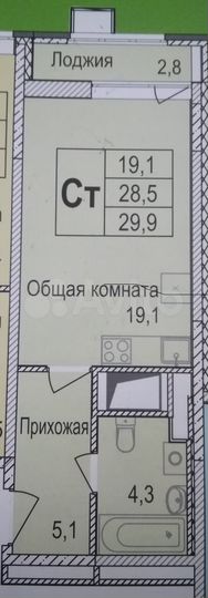 Квартира-студия, 31,3 м², 11/25 эт.