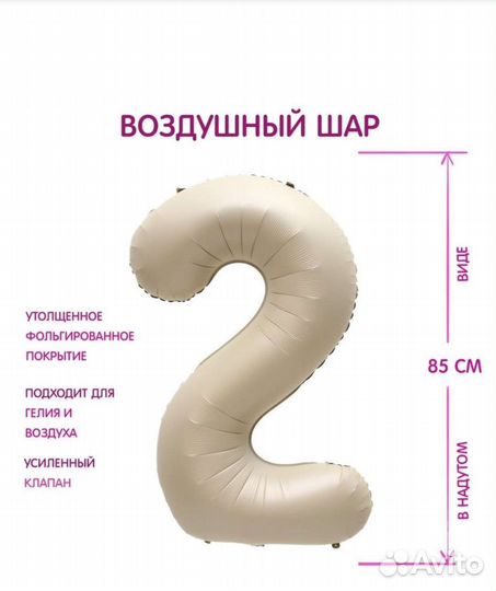 Воздушный шар цифра два 2