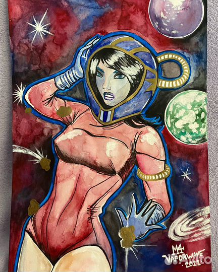 Космическая Картина акварелью