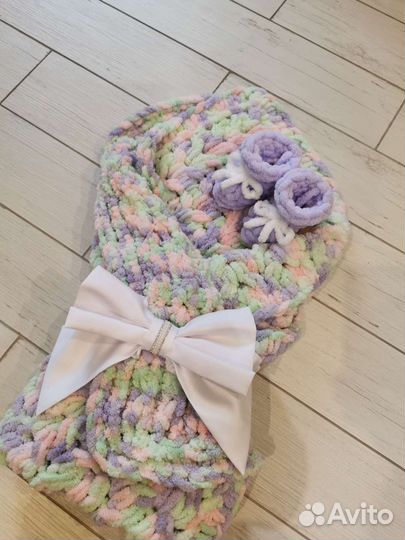 Детские пледы, пинетки ручная работа