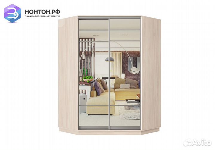 Шкаф-купе угловой двухдверный Авиор ясень шимо све