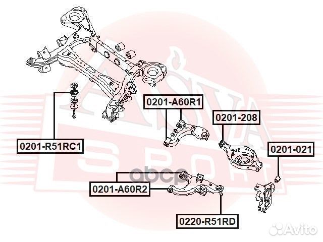 Опора заднего амортизатора nissan 0201-A60R1 asva