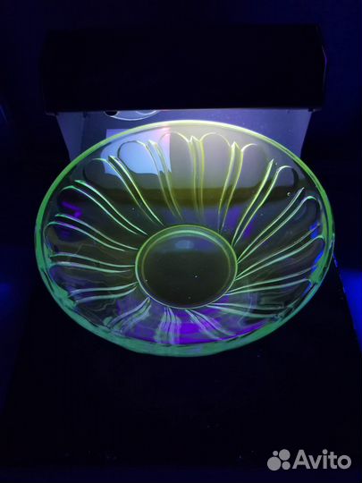 Ваза Урановое стекло салатник 1кдо СССР