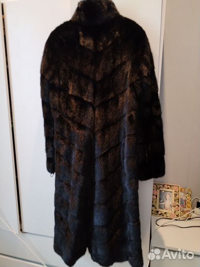 Шуба норковая 42 44 чёрная длинная