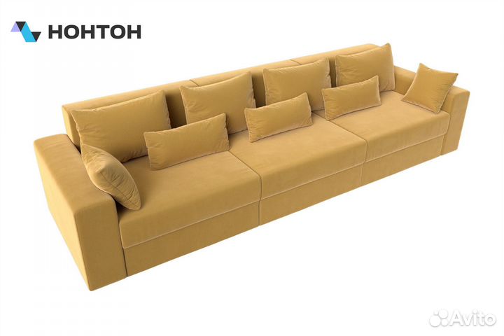 Диван еврокнижка Майами Long микровельвет желтый