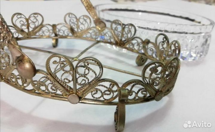 Конфетница хрусталь, мельхиор СССР