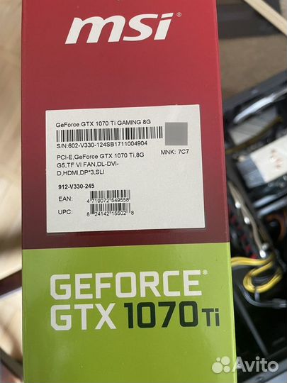 Видеокарта MSI geforce GTX 1070 Ti 8 GB