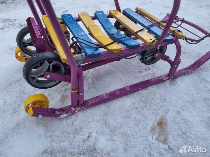 Санимобиль,санки Тимка 2 в 1 с выдвижными колесами