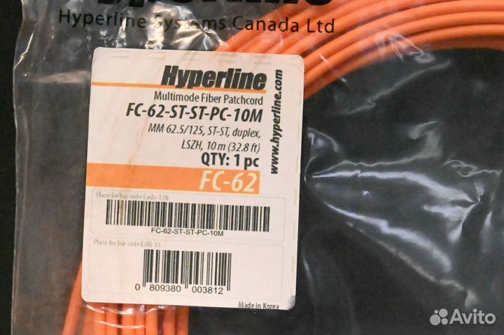 Hyperline FC-62-ST-ST-PC-10M новый, 3 шт