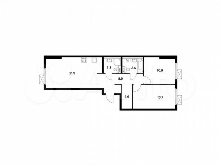 2-к. квартира, 65,9 м², 7/33 эт.
