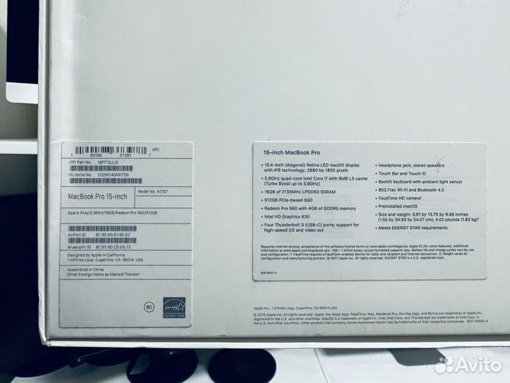 MacBook Pro 15 2017 i7 500 SSD рст в кор. (П-711)