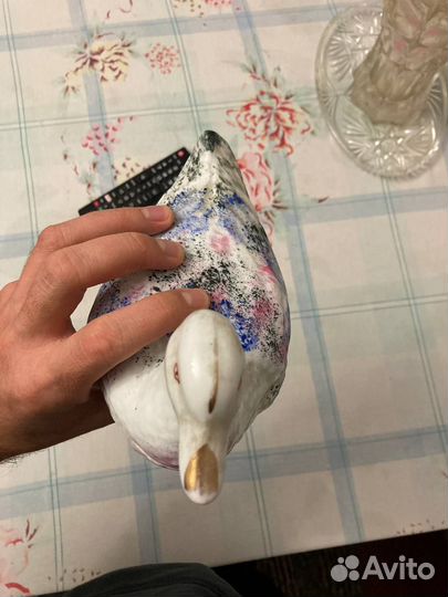 Фарфоровая масленка.Утка.Селезень. М.С.Кузнецова