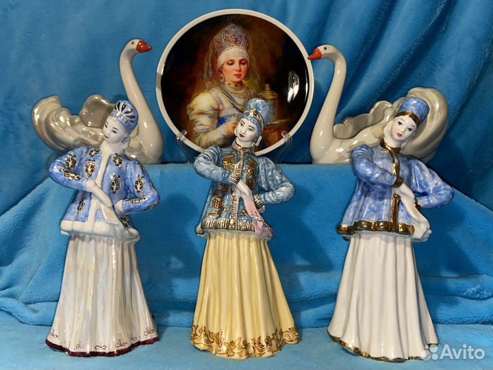 Статуэтки фарфор лебедушки лебеди-конфетницы СССР