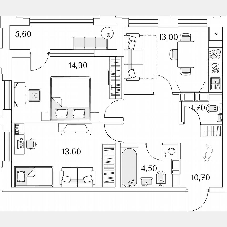 2-к. квартира, 41,2 м², 12/13 эт.