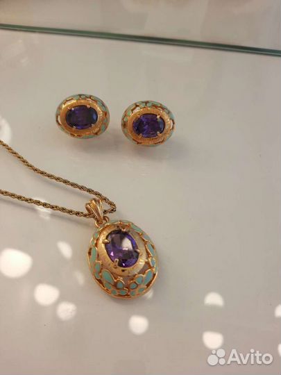 Набор кулон и серьги люкс бижутерия