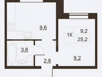 1-к. квартира, 25,8 м², 3/11 эт.