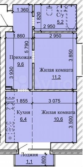 2-к. квартира, 44,1 м², 11/16 эт.