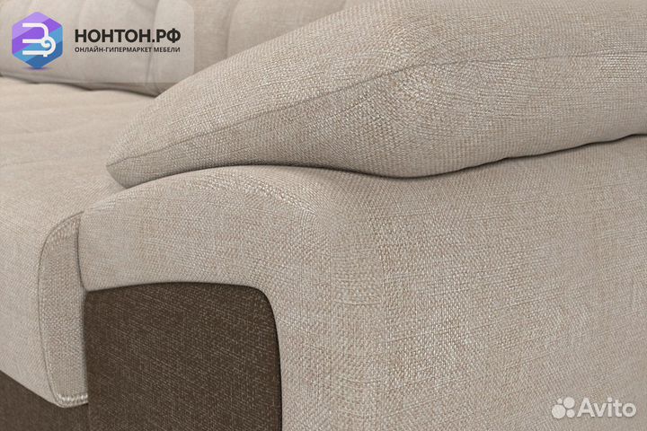 Диван угловой еврокнижка Нэстор рогожка бежевая