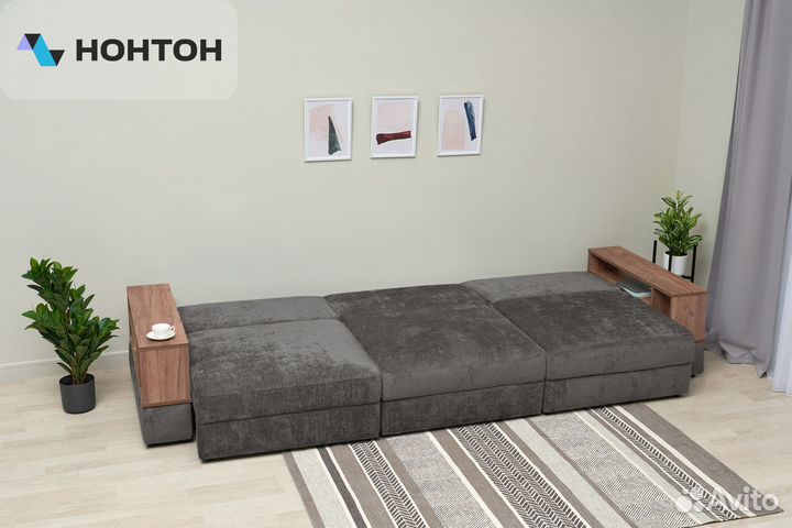 Диван пантограф Рон modool MAX с барами серый