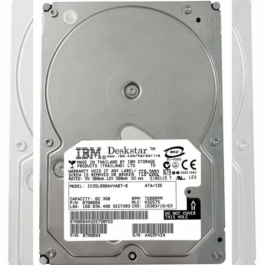 [IC35L080AVVA07-0] Жесткий Диск Ibm 82,3gb 7200 Ide Ic35l080avva07-0