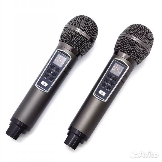 Караоке система серая 2 колонки + 2 микрофона