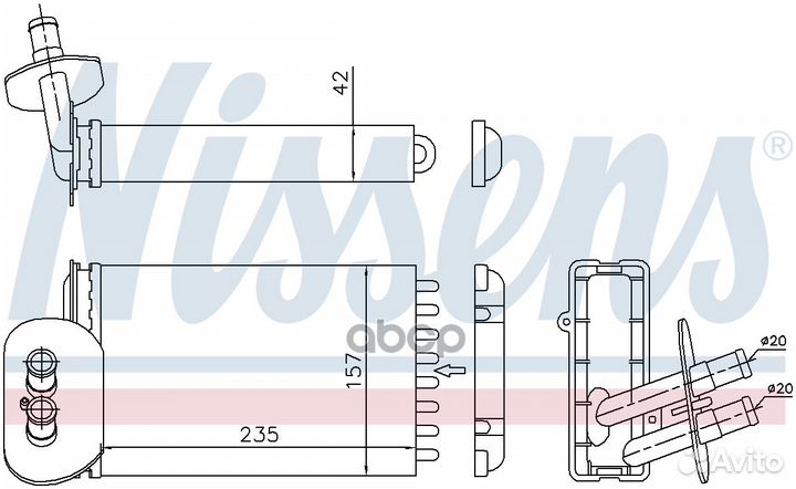 Радиатор отопителя салона nissens 73977 VW T4 9