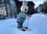 Заяц на лыжах,заводная игрушка СССР