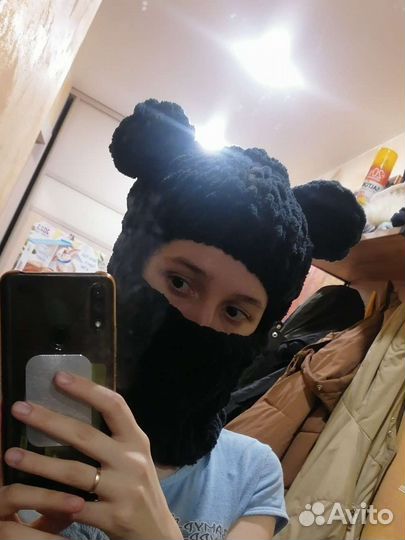 Балаклава, снуд из плюшевой пряжи