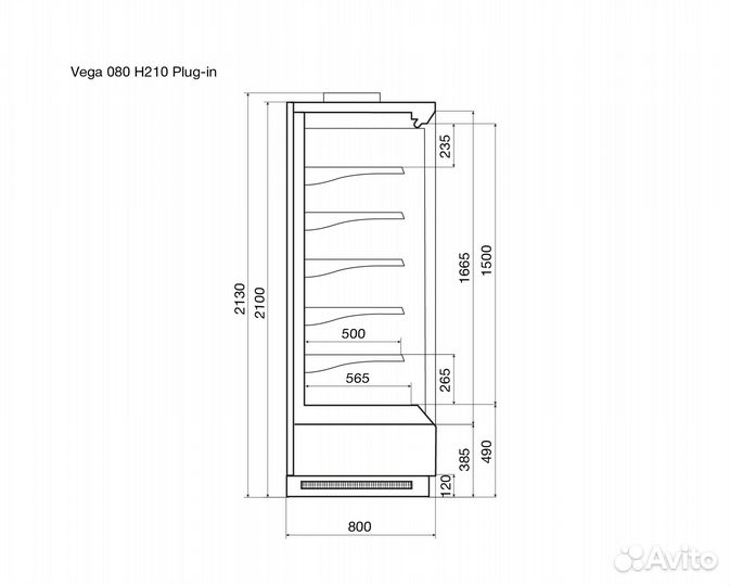 Охлаждаемый стеллаж Dazzl Vega 080 H210Plug-in 125