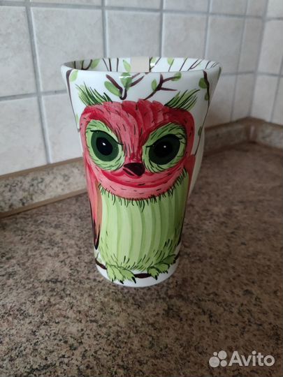 Новая кружка с росписью в виде совы из Эстонии