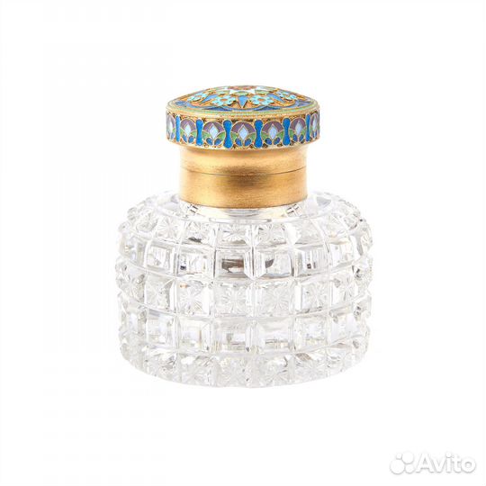 Серебряная чернильница с эмалью. 84 проба 19 век