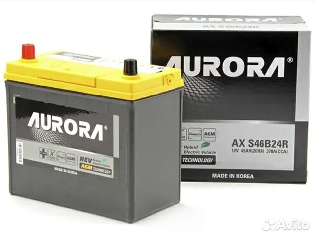 Аккумулятор aurora S46B24R AGM Asia 45Ah 370A Пп