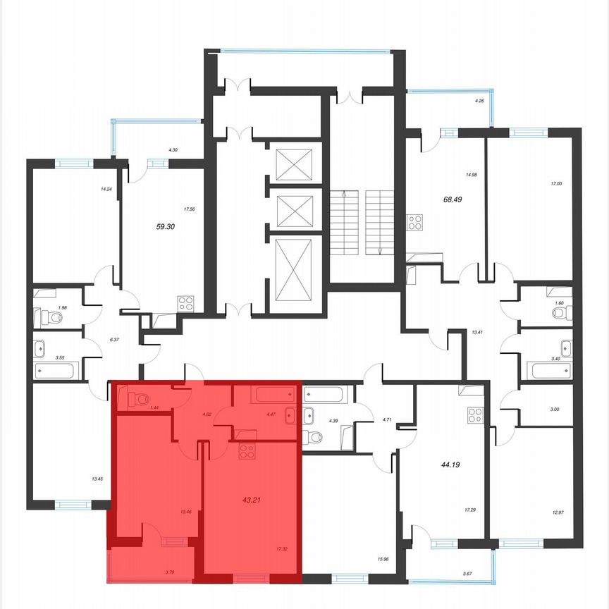 1-к. квартира, 45,1 м², 15/22 эт.