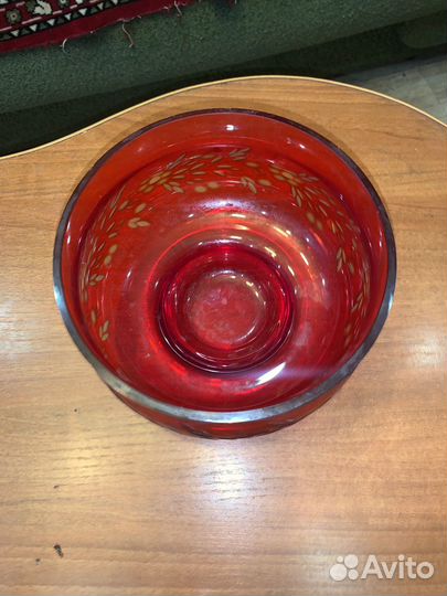 Ваза для фруктов СССР Диам19см Алмазная резка