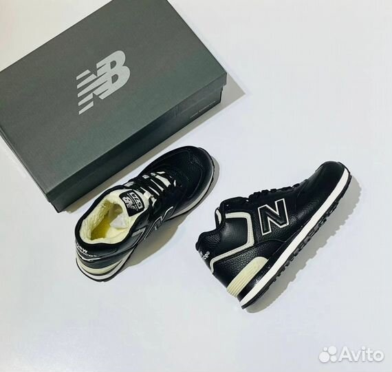 Кроссовки new balance 574 высокие зимние кожаные