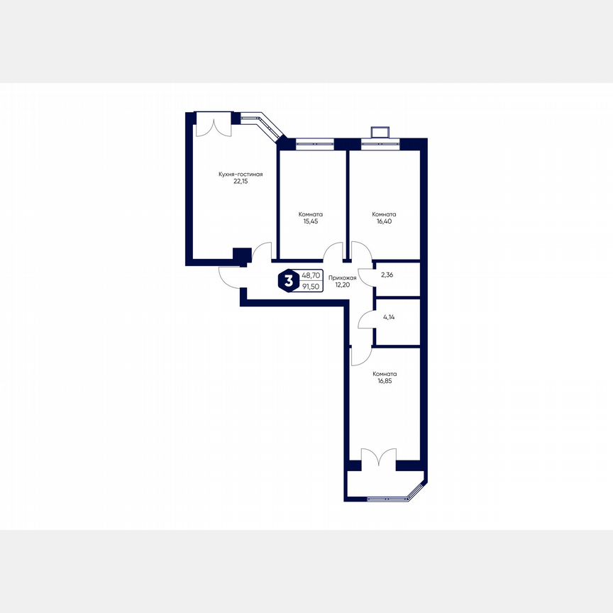 3-к. квартира, 90,5 м², 5/5 эт.