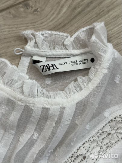 Блузка белая zara xs