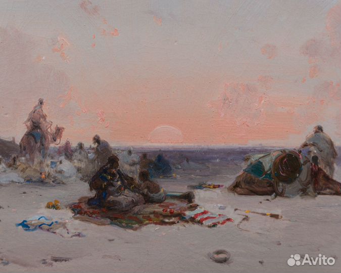 Пара антикварных картин 19 в. Анри Дювье