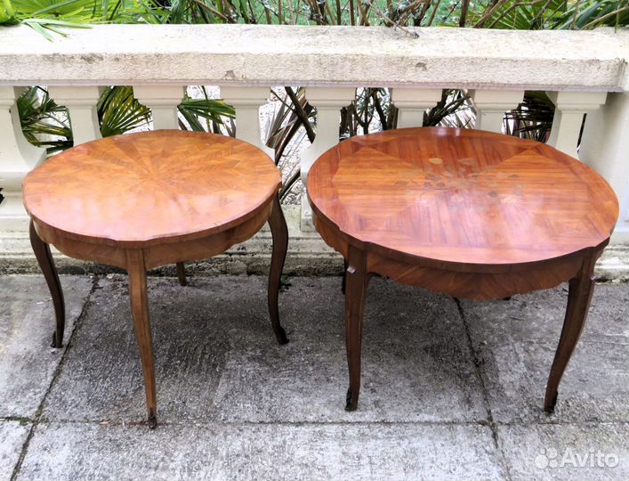 Круглый столик маркетри. Журнальный столик. Кофейн