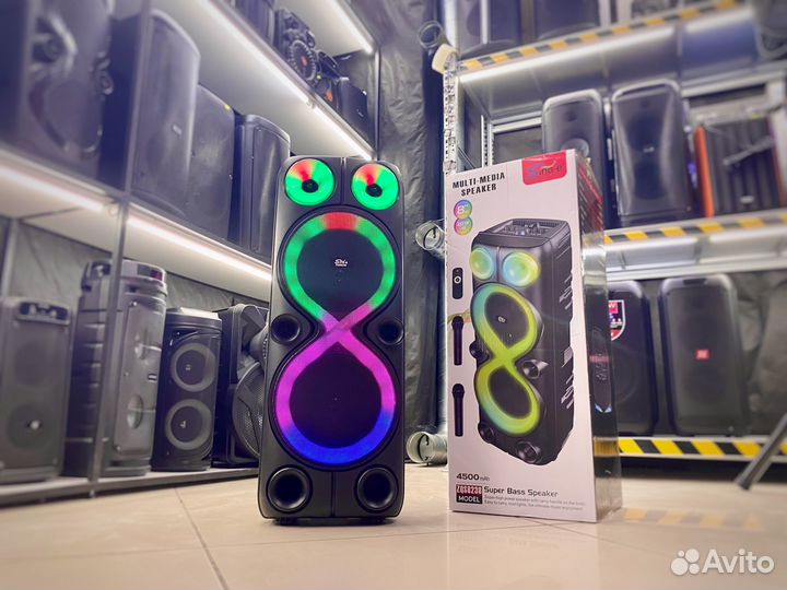 Колонка Sing-E 400вт с подсветкой 2 микрофона