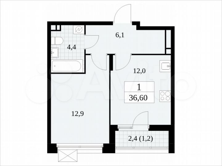 1-к. квартира, 36,6 м², 3/14 эт.