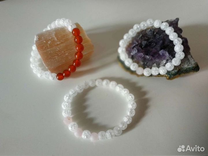 Новый детский браслет из камня белый