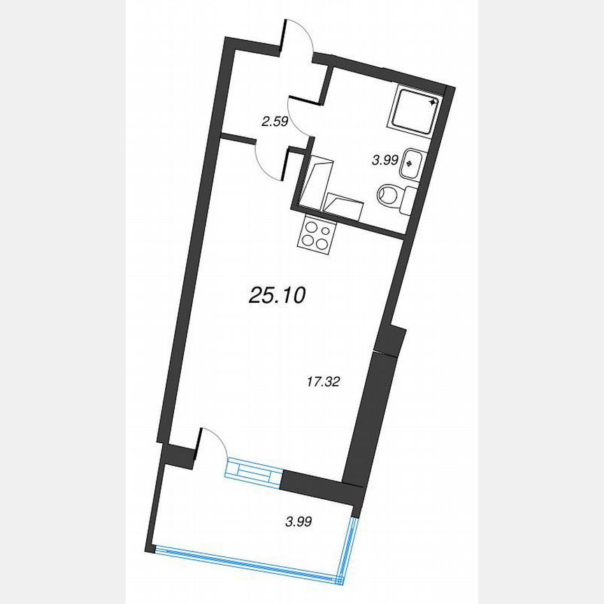 Квартира-студия, 27,9 м², 22/22 эт.