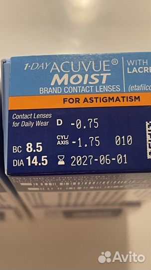 Линзы acuvue moist astigmatism 1-day