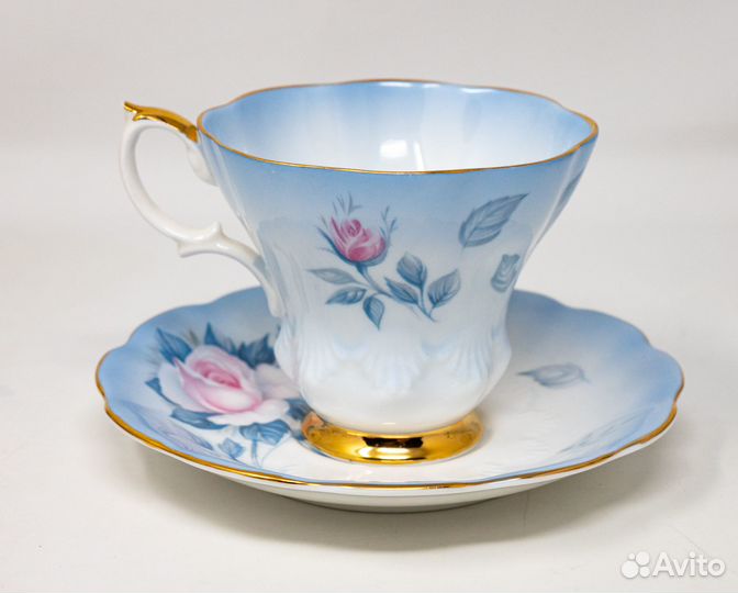 Чайная пара Royal Albert, голубая, Лирик, винтаж