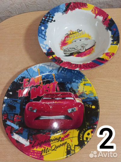 Два набора детской посуды Тачки. Тарелки Тачки